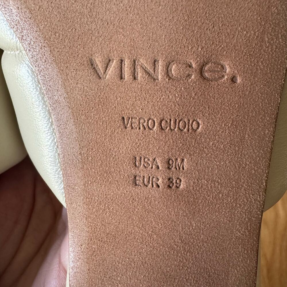 Vince Ceil Leather Kitten Heel Sandals in "Moonlight" Cream White Size 9 - Picture 13 of 13
